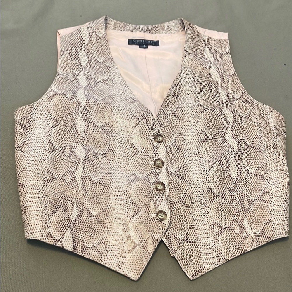 KAREN KANE  size 12” 💯leather Snakeskin Patterned Vest with Buttons